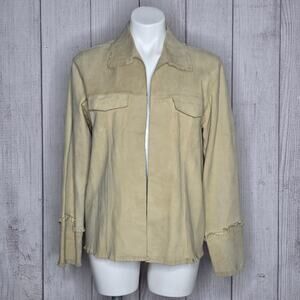 Vintage Suede Fringe Jacket Western Boho Cowgirl Beige, sz Medium